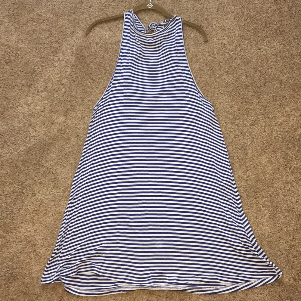 High neck royal blue dress